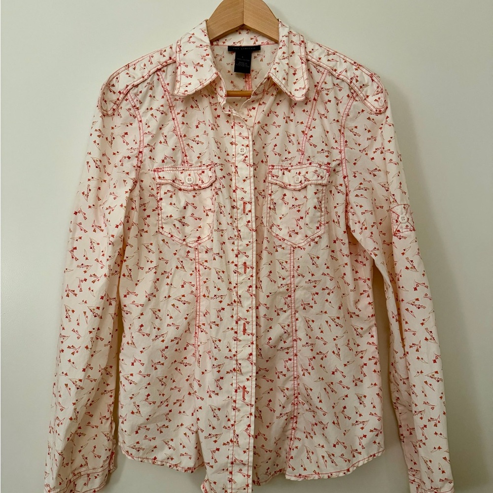 The Limited Cream and Red Floral Blouse